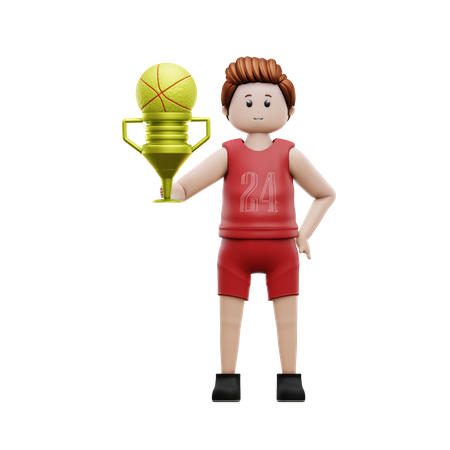 Boy Basketball Champion  3D Illustration