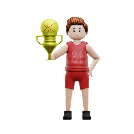 Boy Basketball Champion  3D Illustration