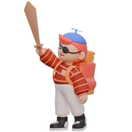 Boy Become A Pirate 3 D Character 3D Illustration