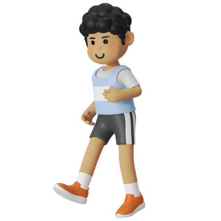 Boy Bounding Straight Leg Before Running  3D Icon
