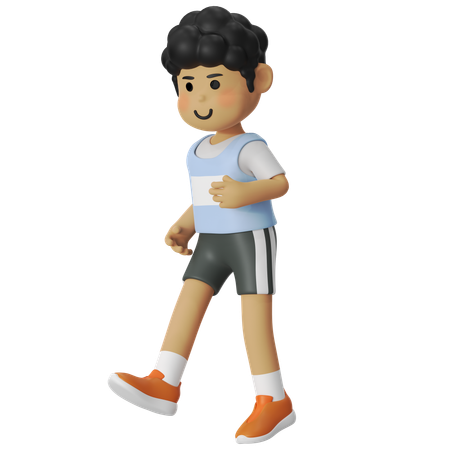 Boy Bounding Straight Leg Before Running  3D Illustration