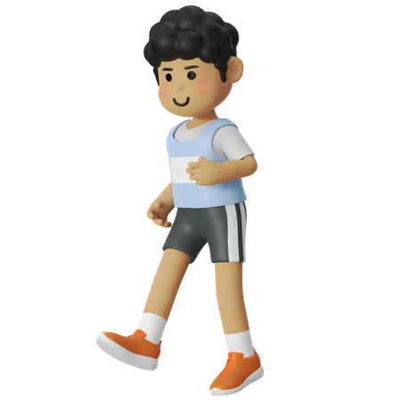 Boy Bounding Straight Leg Before Running  3D Illustration