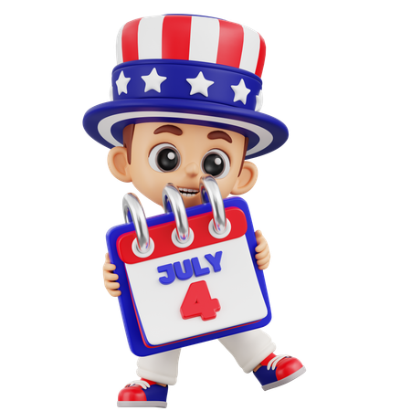 Boy Bring Holding Calendar  3D Illustration