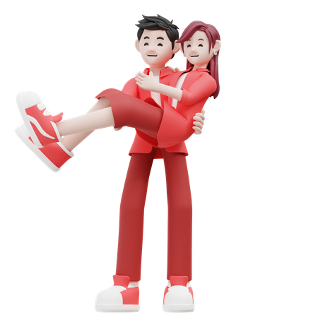 Boy Carrying Girl  3D Icon