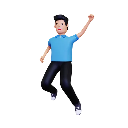 3 D Happy Boy Jumping 3D Illustration