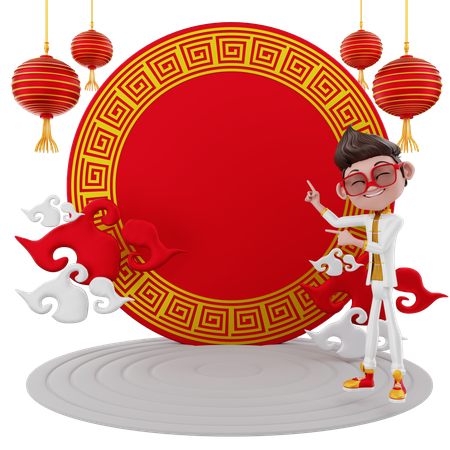 Boy celebrating Chinese new year  3D Icon