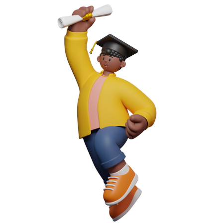 Boy Celebrating Graduation  3D Illustration