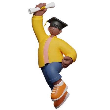 Boy Celebrating Graduation  3D Illustration