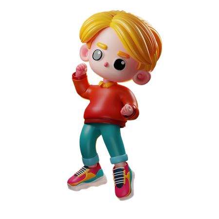 Boy Celebrating success  3D Icon