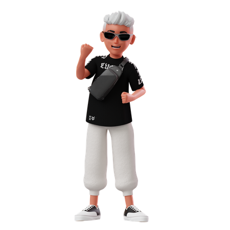 Boy Celebrating Victory  3D Icon