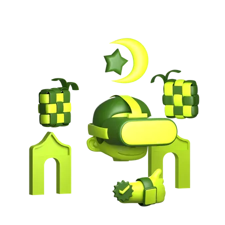 Boy Celebrating Virtual Ramadan  3D Icon