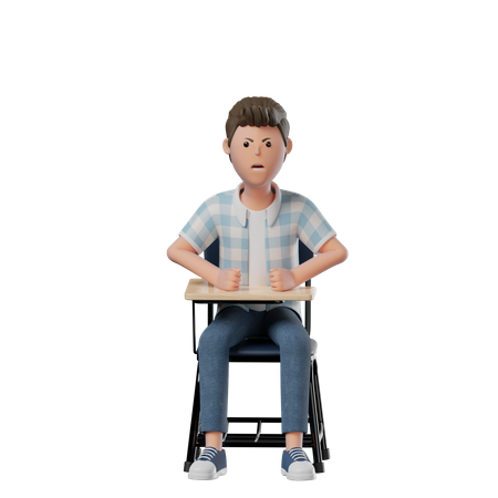 Boy Chair Angry  3D Illustration