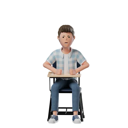 Boy Chair Angry  3D Illustration