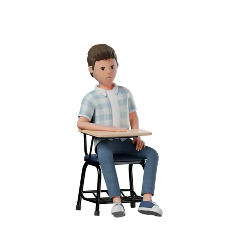 Boy Chair Annoyed  3D Illustration