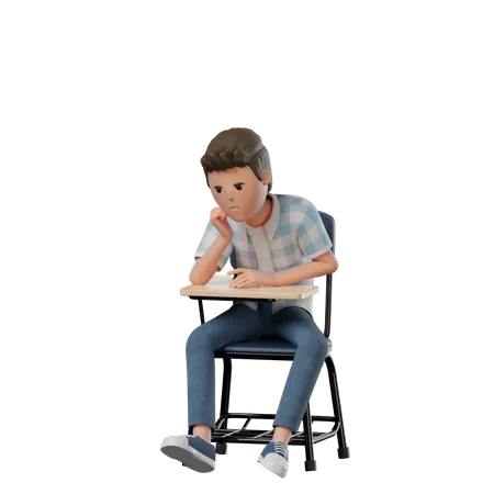 Boy Chair Bored  3D Illustration