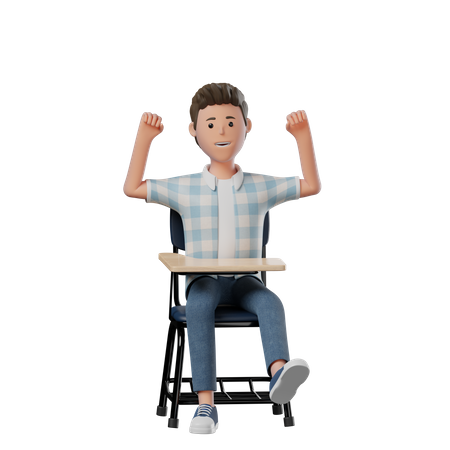 Boy Chair Happy  3D Illustration
