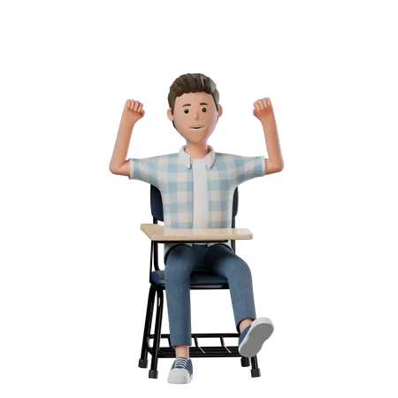 Boy Chair Happy  3D Illustration