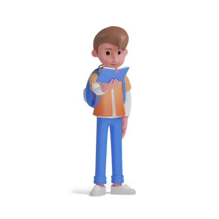 Boy character learning  3D Illustration