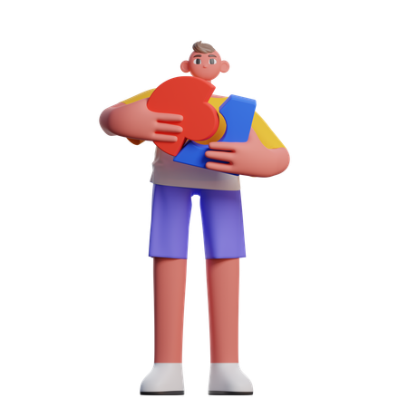 Boy Completing Puzzle  3D Icon