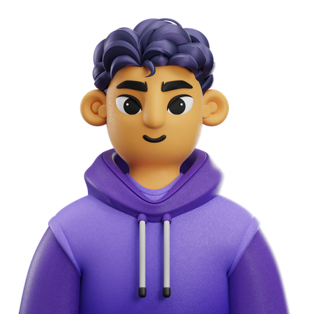 Boy Curly Hair with Jacket  3D Icon