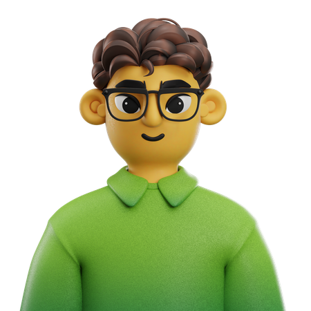Boy Curly Hair with Long Shirt  3D Icon