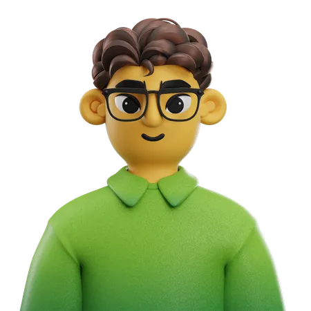 Boy Curly Hair with Long Shirt  3D Icon