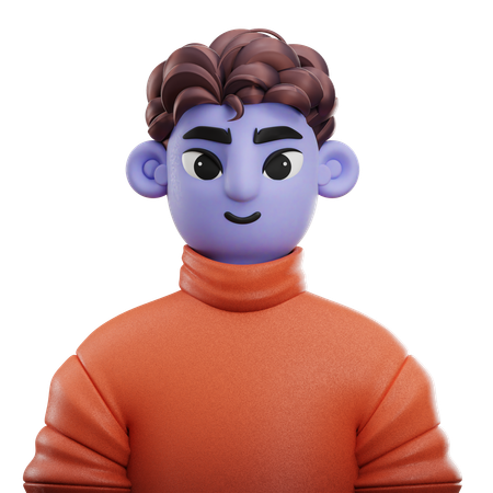 Boy Curly Hair with Sweater  3D Icon