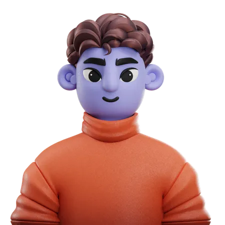 Boy Curly Hair with Sweater  3D Icon