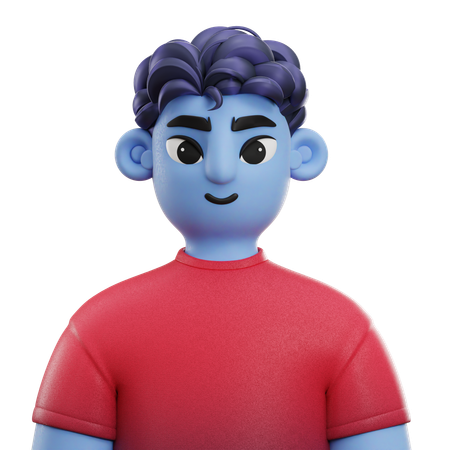 Boy Curly Hair with T-shirt  3D Icon