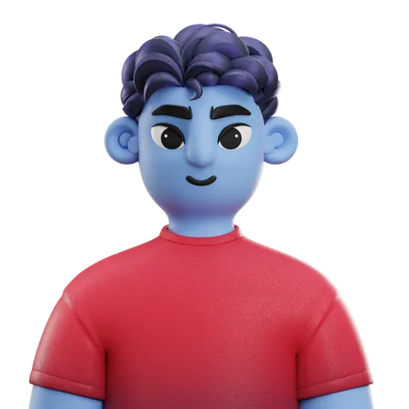 Boy Curly Hair with T-shirt  3D Icon