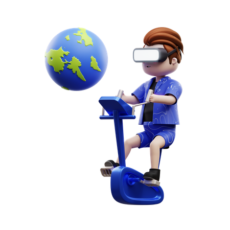Boy Cycling In Meta World  3D Icon