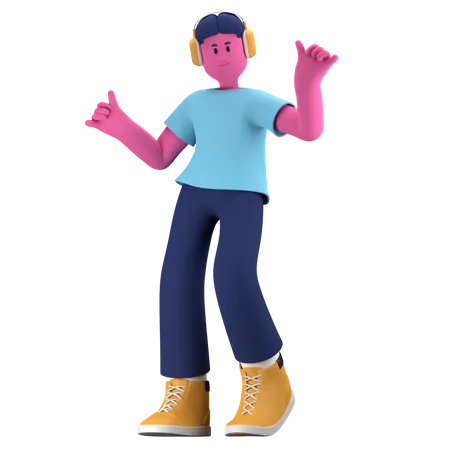 Boy dancing  3D Illustration