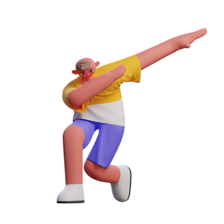 Boy Do Dab Pose  3D Illustration