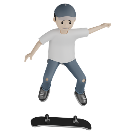 Boy Doing 360 Kickflip  3D Icon