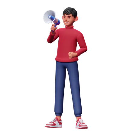 Boy doing Annoucnenment  3D Illustration