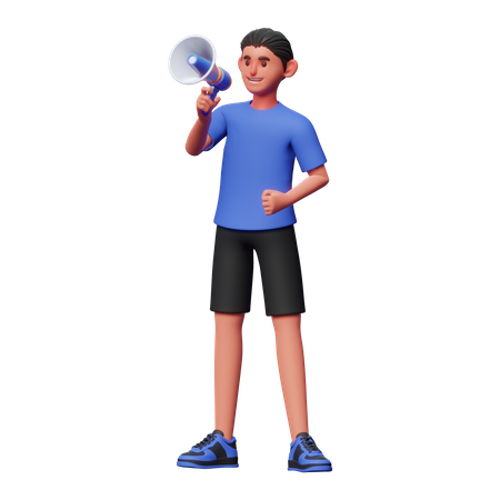 Boy Doing Annoucnenment  3D Illustration