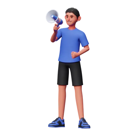 Boy Doing Annoucnenment  3D Illustration