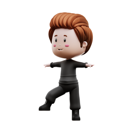 Boy Doing Balance Exercise  3D Illustration