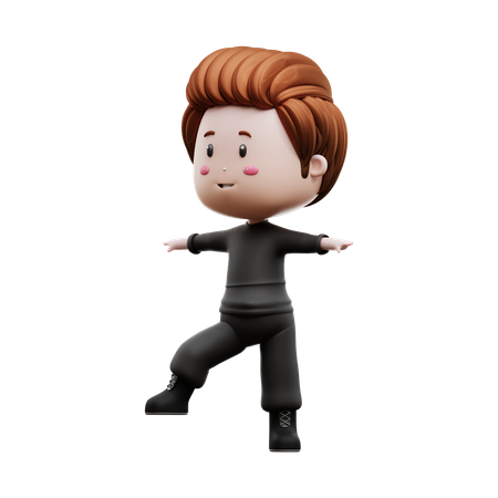 Boy Doing Balance Exercise 3D Illustration