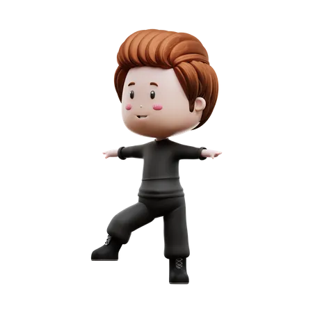Boy Doing Balance Exercise  3D Illustration