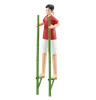 Boy doing Doing Balap Egrang