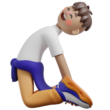 Boy Doing Camel Pose  3D Illustration