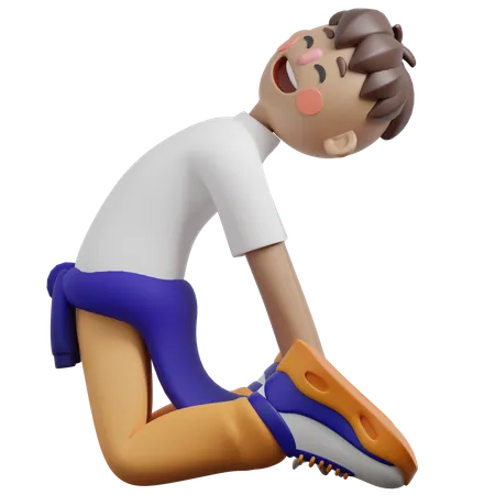 Boy Doing Camel Pose  3D Illustration
