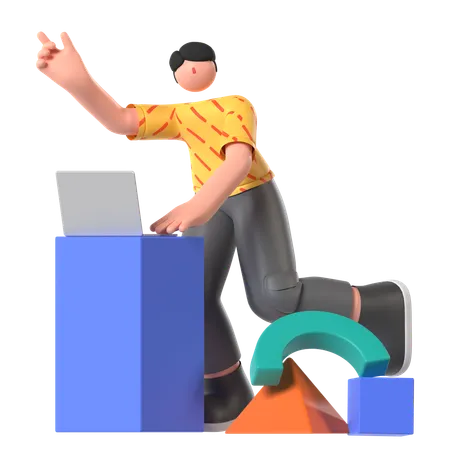 Boy Doing Creative Working  3D Illustration