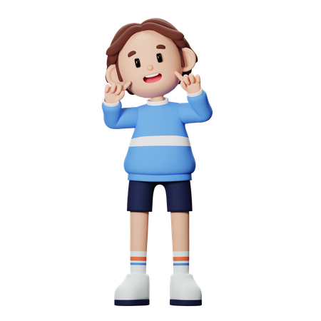 Boy doing cute pose 3D Icon