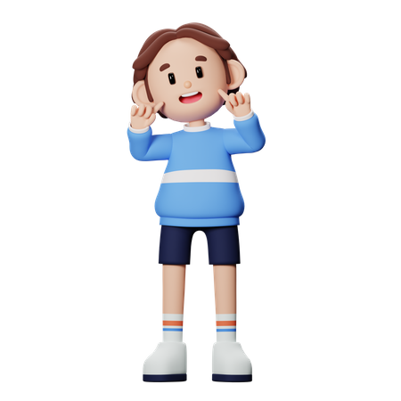 Boy doing cute pose  3D Illustration