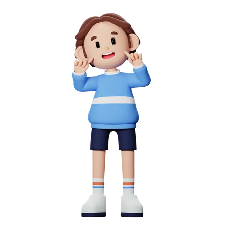 Boy doing cute pose  3D Illustration