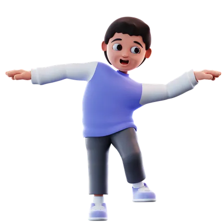 Boy Doing Dancing  3D Illustration