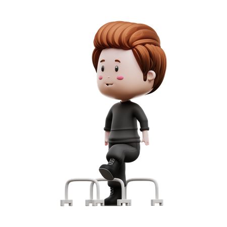 Boy Doing Exercise On Agility  3D Illustration