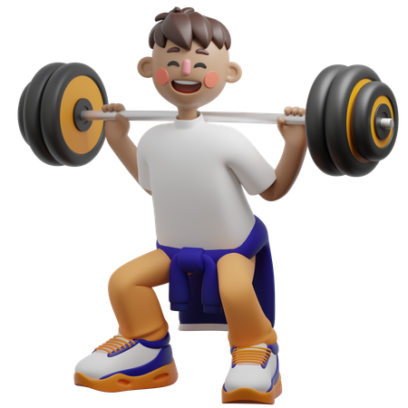 Boy Doing Gym Exercise  3D Illustration